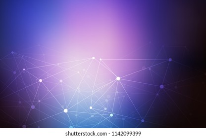 Dark Pink, Blue vector background with dots and lines. Colorful illustration with circles and lines in futuristic style. New design for ad, poster, banner of your website.