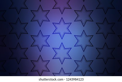 Dark Pink, Blue vector background with colored stars. Modern geometrical abstract illustration with stars. Best design for your ad, poster, banner.