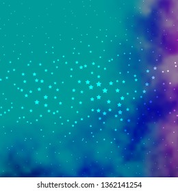 Dark Pink, Blue vector background with colorful stars. Blur decorative design in simple style with stars. Best design for your ad, poster, banner.