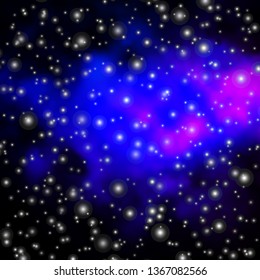 Dark Pink, Blue vector background with small and big stars. Shining colorful illustration with small and big stars. Best design for your ad, poster, banner.