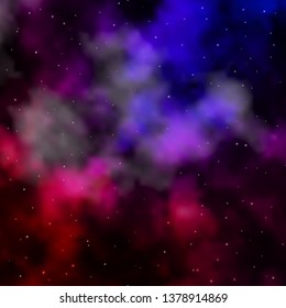 Dark Pink, Blue vector background with colorful stars. Decorative illustration with stars on abstract template. Design for your business promotion.