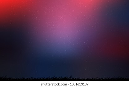 Dark Pink, Blue vector background with galaxy stars. Space stars on blurred abstract background with gradient. Template for cosmic backgrounds.