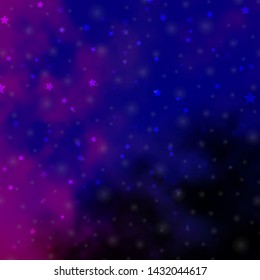 Dark Pink, Blue vector background with colorful stars. Colorful illustration in abstract style with gradient stars. Design for your business promotion.