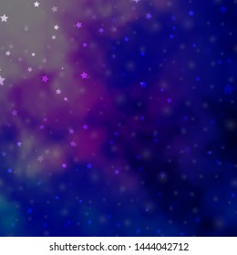 Dark Pink, Blue vector background with small and big stars. Colorful illustration in abstract style with gradient stars. Design for your business promotion.