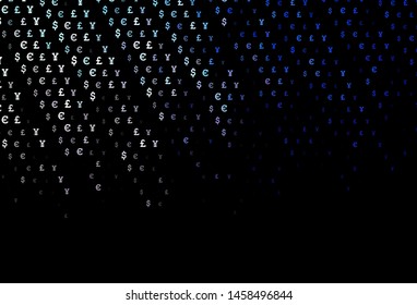 Dark Pink, Blue vector background with Euro, Yen, Pound. Abstract illustration with colored financial digital symbols. The pattern can be used as ads, poster, banner for payments.