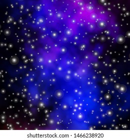 Dark Pink, Blue vector background with small and big stars. Blur decorative design in simple style with stars. Design for your business promotion.