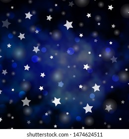 Dark Pink, Blue vector background with circles, stars. Abstract illustration with colorful spots, stars. Template for business cards, websites.