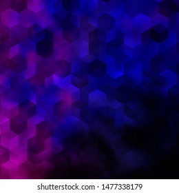 Dark Pink, Blue vector background with hexagons. Illustration of colored hexagons on blur surface. Pattern for your ad, booklets.