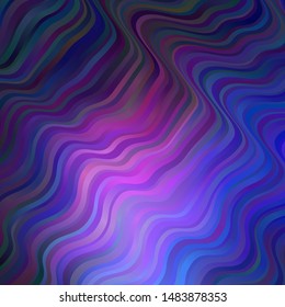 Dark Pink, Blue vector background with curved lines. Illustration in abstract style with gradient curved.  Template for cellphones.