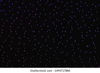 Dark Pink, Blue vector background with signs of currency. Shining illustration with signs of currency on abstract template. Design for business advert of economic, wealth.