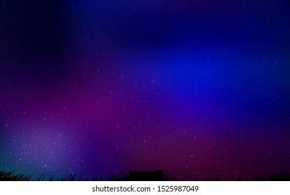 Dark Pink, Blue vector background with astronomical stars. Blurred decorative design in simple style with galaxy stars. Pattern for astronomy websites.