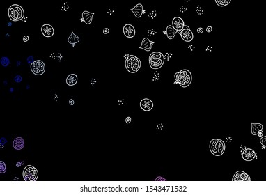 Dark Pink, Blue vector background with cuisine gourmet. Colorful decorative design of snacks in doodle style. Doodle design for your business advert of cafes.