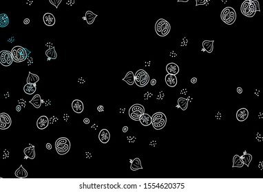 Dark Pink, Blue vector background with cuisine gourmet. Decorative illustration with food on abstract template. Doodle design for your business advert of cafes.