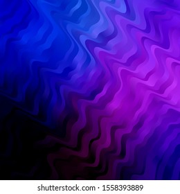 Dark Pink, Blue vector background with bent lines. Illustration in abstract style with gradient curved.  Pattern for commercials, ads.