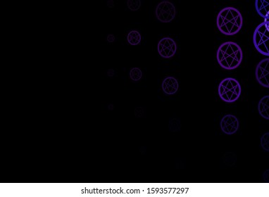 Dark Pink, Blue vector background with occult symbols. Retro design in abstract style with witchcraft forms. Background for esoteric, mystic designs.
