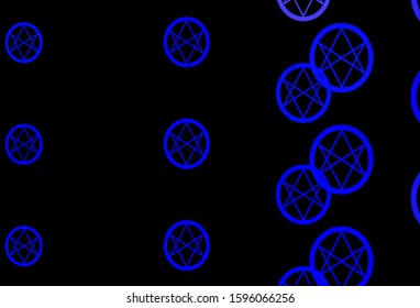 Dark Pink, Blue vector background with occult symbols. Abstract illustration with gothic gradient shapes. Simple design for occult depiction.