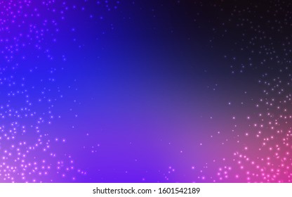 Dark Pink, Blue vector background with astronomical stars. Glitter abstract illustration with colorful cosmic stars. Pattern for astronomy websites.