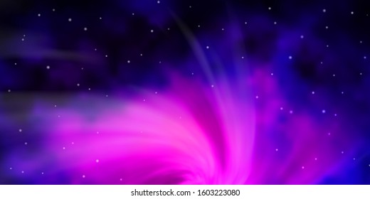 Dark Pink, Blue vector background with colorful stars. Blur decorative design in simple style with stars. Theme for cell phones.