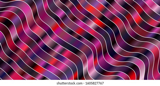 Dark Pink, Blue vector background with lines. Colorful illustration in circular style with lines. Smart design for your promotions.