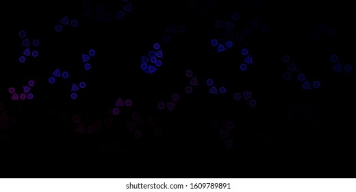 Dark Pink, Blue vector background with occult symbols. Illustration with magical signs of spiritual power. Design for magic, spiritual events.