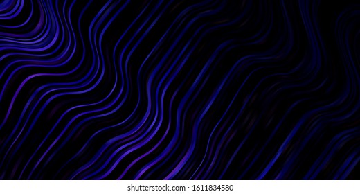 Dark Pink, Blue vector background with curves. Abstract gradient illustration with wry lines. Best design for your ad, poster, banner.