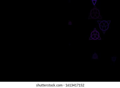 Dark Pink, Blue vector background with occult symbols. Abstract illustration with gothic gradient shapes. Best design halloween events.