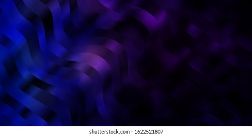 Dark Pink, Blue vector background with bent lines. Abstract gradient illustration with wry lines. Template for cellphones.