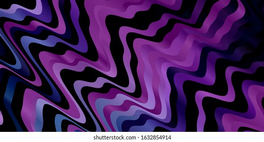 Dark Pink, Blue vector background with bent lines. Abstract gradient illustration with wry lines. Pattern for booklets, leaflets.