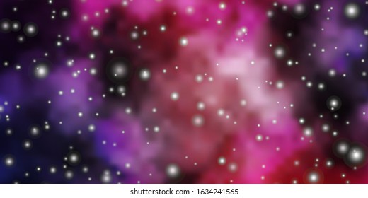 Dark Pink, Blue vector background with small and big stars. Colorful illustration in abstract style with gradient stars. Pattern for new year ad, booklets.