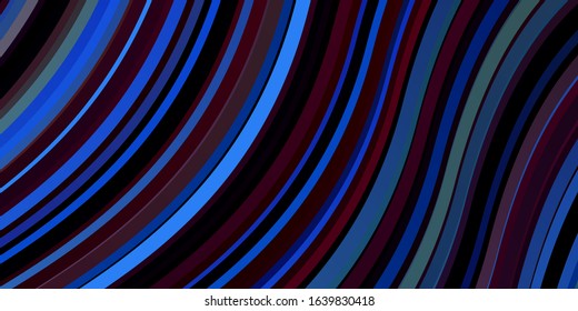 Dark Pink, Blue vector background with bent lines. Abstract illustration with gradient bows. Pattern for commercials, ads.