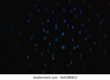 Dark Pink, Blue vector background with financial symbols. Colored symbols of currency on white background. Design for business advert of economic, wealth.