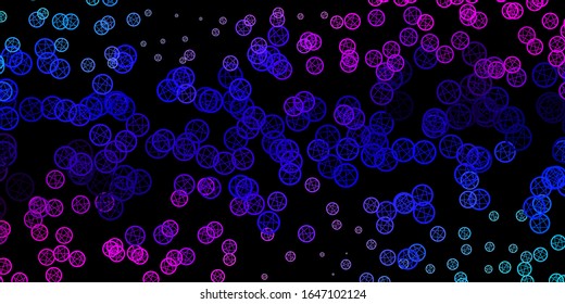 Dark Pink, Blue vector background with occult symbols. Abstract illustration with gothic gradient shapes. Best design halloween events.