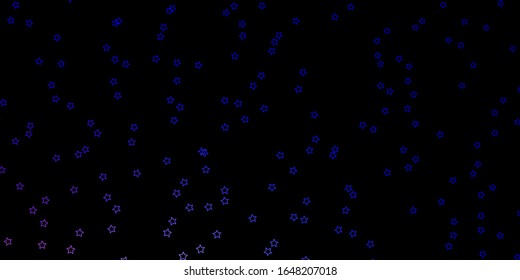 Dark Pink, Blue vector background with small and big stars. Modern geometric abstract illustration with stars. Theme for cell phones.