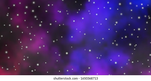Dark Pink, Blue vector background with colorful stars. Decorative illustration with stars on abstract template. Theme for cell phones.