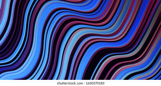 Dark Pink, Blue vector background with bent lines. Colorful illustration in circular style with lines. Best design for your ad, poster, banner.