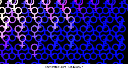 Dark Pink, Blue vector background with occult symbols. Retro design in abstract style with witchcraft forms. Simple design for occult depiction.