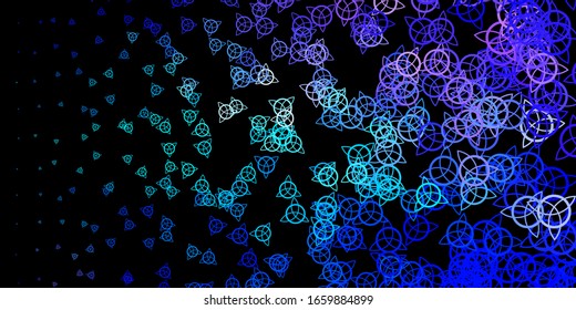 Dark Pink, Blue vector background with occult symbols. Colorful mystic symbols with a gradient in ancient style. Simple design for occult depiction.