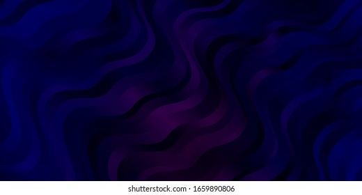Dunkelrosa, blauer Vektorillustration mit Linien. Helle Illustration mit Farbverlauf-Kreisbögen. Das beste Design für Ihre Anzeige, Ihr Poster, Ihr Banner.