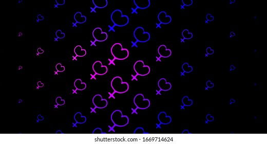 Dark Pink, Blue vector background with woman symbols. Colorful illustration with gradient feminism shapes. Background for International Women’s Day.