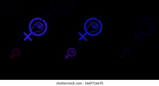 Dark Pink, Blue vector background with woman symbols. Colorful illustration with gradient feminism shapes. Best design to show the power of women.