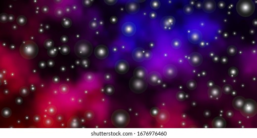 Dark Pink, Blue vector background with colorful stars. Shining colorful illustration with small and big stars. Best design for your ad, poster, banner.