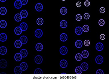 Dark Pink, Blue vector background with occult symbols. Retro design in abstract style with witchcraft forms. Design for magic, spiritual events.