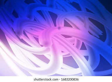 Dark Pink, Blue vector background with curved lines. Glitter abstract illustration with wry lines. Colorful wave pattern for your design.