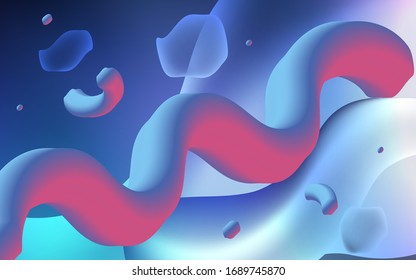 Dark Pink, Blue vector background with lava shapes. A vague circumflex abstract illustration with gradient. The elegant pattern for brand book.