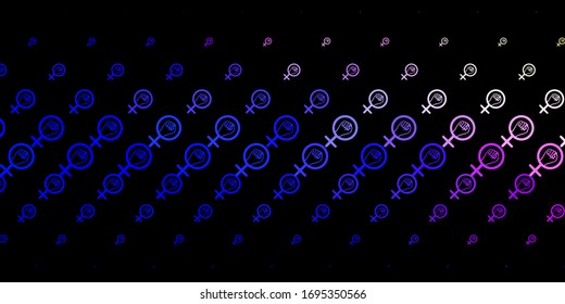 Dark Pink, Blue vector background with woman symbols. Colorful feminism symbols with a gradient in modern style. Simple design for your web site.
