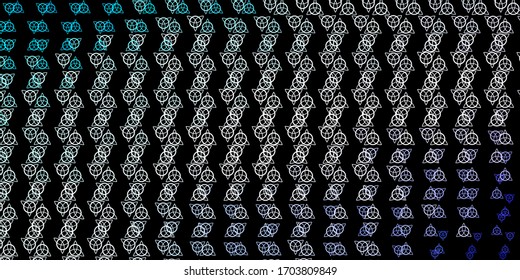 Dark Pink, Blue vector background with occult symbols. Illustration with magical signs of spiritual power. Design for magic, spiritual events.