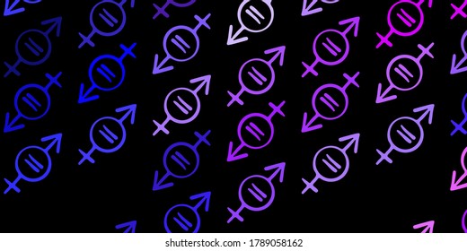 Dark Pink, Blue vector background with woman symbols. Illustration with signs of women's strength and power. Simple design for your web site.
