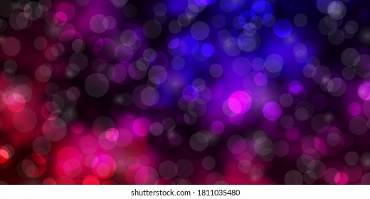 Dark Pink, Blue vector background with circles. Illustration with set of shining colorful abstract spheres. Pattern for websites, landing pages.