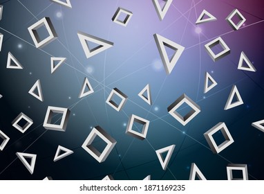 Dark Pink, Blue vector background in polygonal style. Glitter abstract illustration with rectangular shapes. Modern template for your landing page.