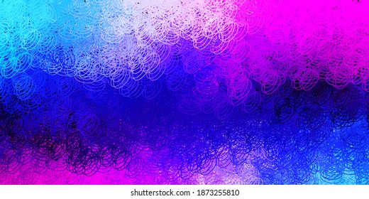 Fondo vector azul, rosa oscuro con burbujas. Ilustración abstracta moderna con formas de círculo coloridas. Patrón para sitios web.